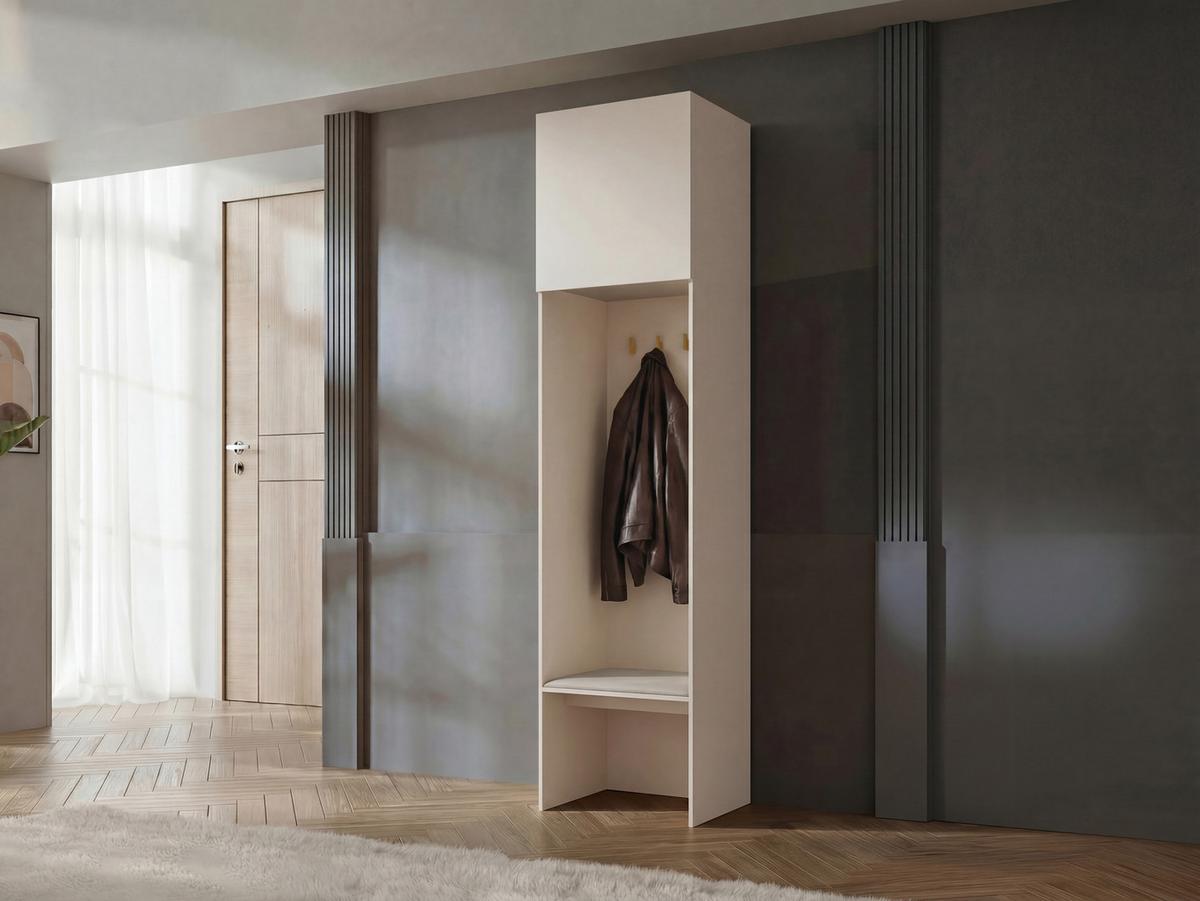 GARDEROBE MIT SITZBANK Soreno 58 L-R - Beige, Holzwerkstoff/Kunststoff (58/237/47cm) - MIRJAN24