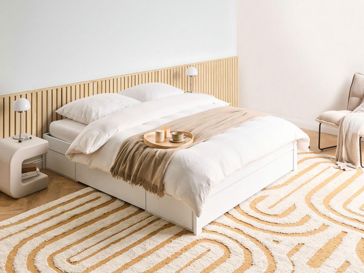 BETT 160/200 cm Dunkelbraun Giat - Dunkelbraun/Weiß, Holz (160/200cm) - Beliani