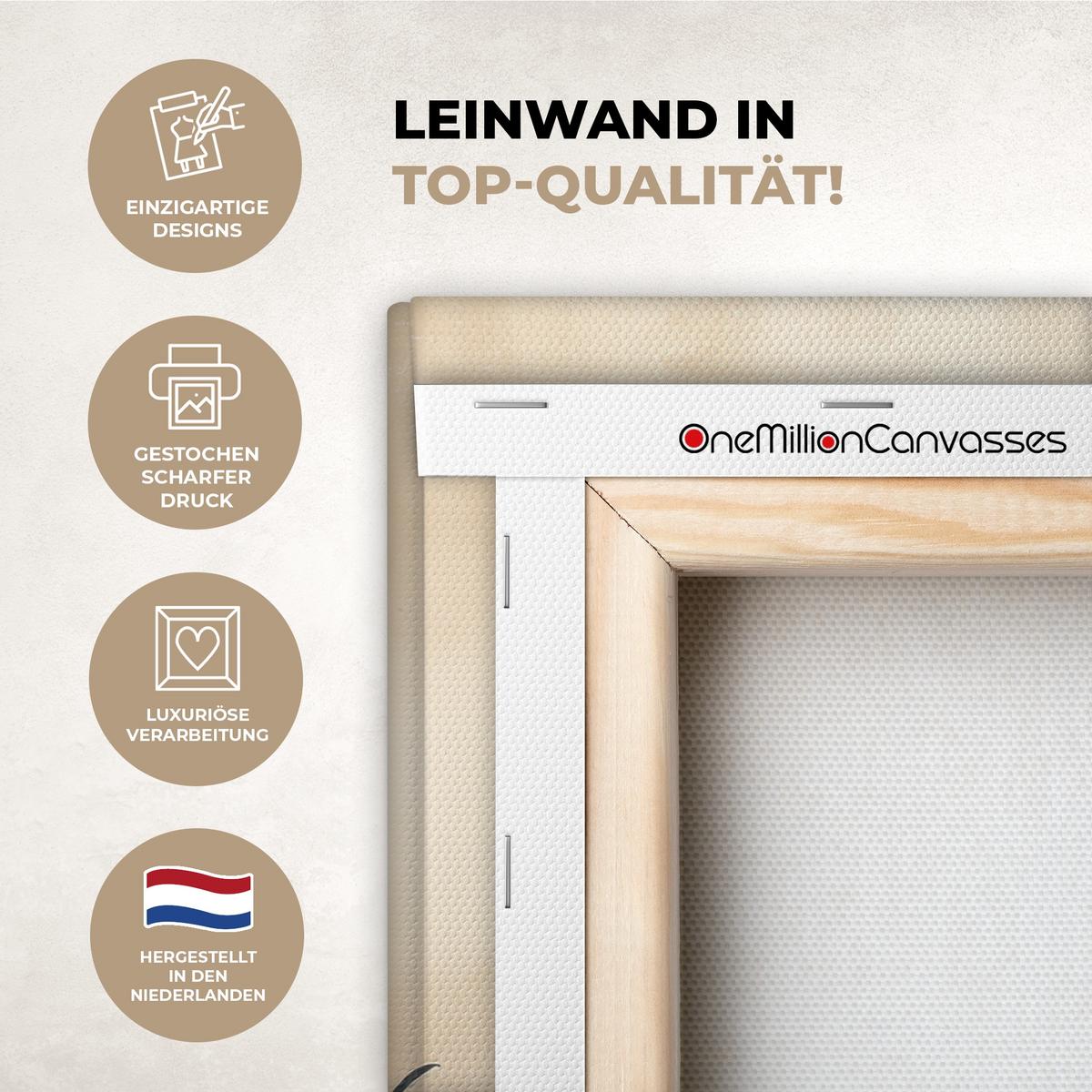 LEINWANDBILD Landschaft - Japandi - Vogel Deko Wohnzimmer 20x20 cm - Beige, Textil (20/20cm) - MuchoWow
