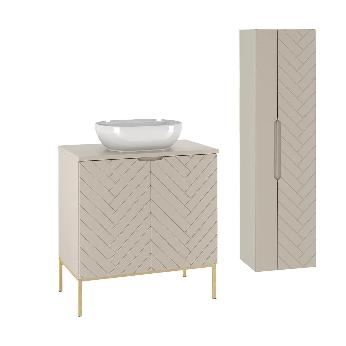 BADMÖBEL 80.6cm Daria 2er-Set Kaschmir - Kaschmir, Holzwerkstoff (80.6/84.2/46.5cm) - Petits-meubles