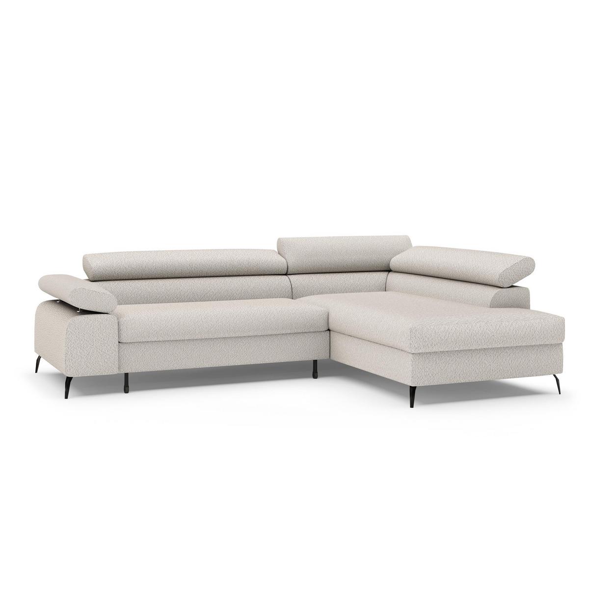 ECKSCHLAFSOFA Mellow mit Bettkasten, Beige, rechts - Beige/Schwarz, Textil (270/205cm) - Beautysofa