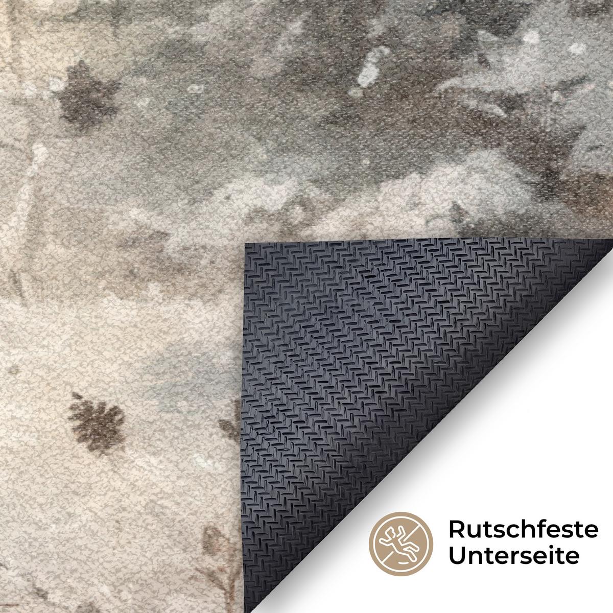 FUSSMATTE Weihnachten - Rentier - Winter - Kranz Flurteppich 120x80 cm - Braun, Kunststoff (120/0.4cm) - MuchoWow