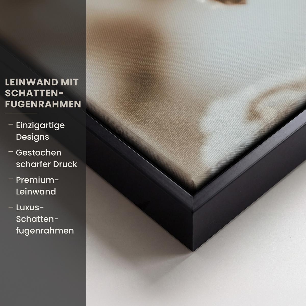LEINWAND Bilder mit Rahmen - Blumen - Winter - Weiß - Schnee - Beige - 50x50 - Creme, Textil (50/50cm) - MuchoWow
