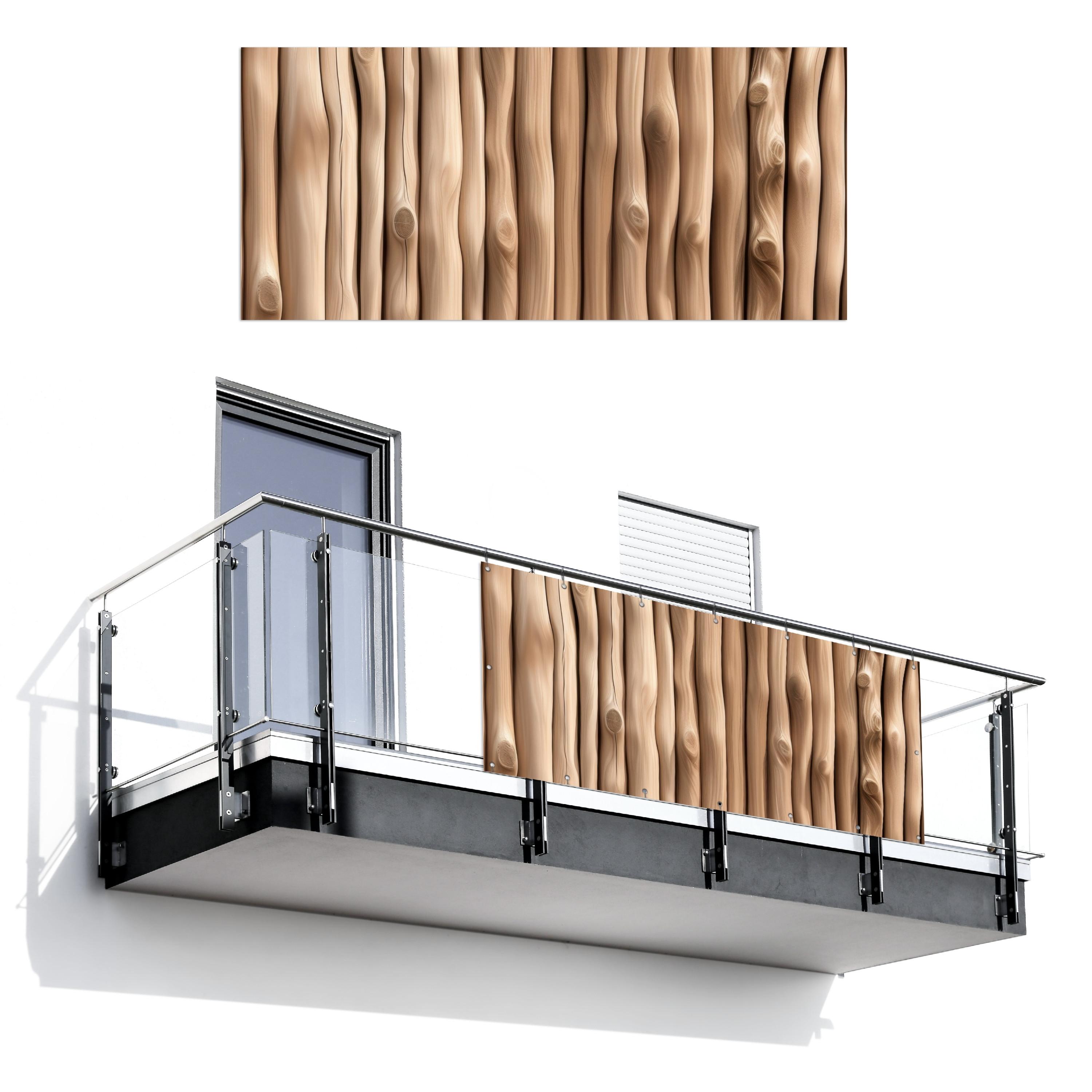 BALKON-SICHTSCHUTZ Holz - Stiel - Hellbraun Witterungsbeständig 200x90 cm - Ahornfarben, Kunststoff (200/90cm) - MuchoWow