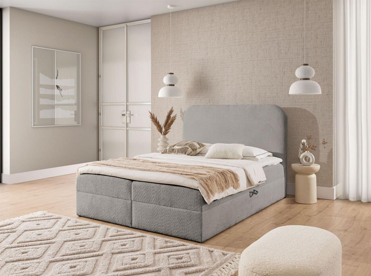 BOXBETT Bineta - Grau, Holzwerkstoff/Textil (120/200cm) - Fun Möbel