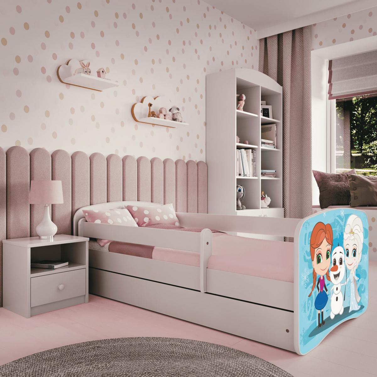 KINDERBETT Emily mit Schublade und Matratze, Weiß 70x140 cm - Blau, Holzwerkstoff (140/70cm) - WFL GROUP