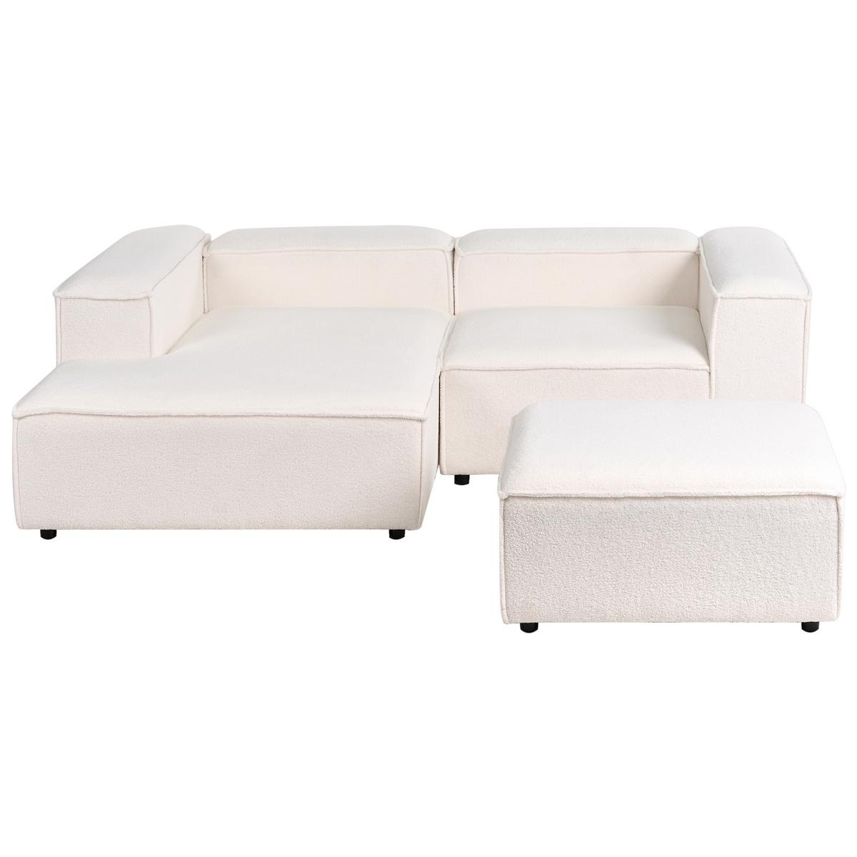 ECKSOFA Modul 2-Sitzer mit Ottomane Bouclé Cremeweiß rechtsseitig Ardal - Creme, Textil (240/180cm) - Beliani