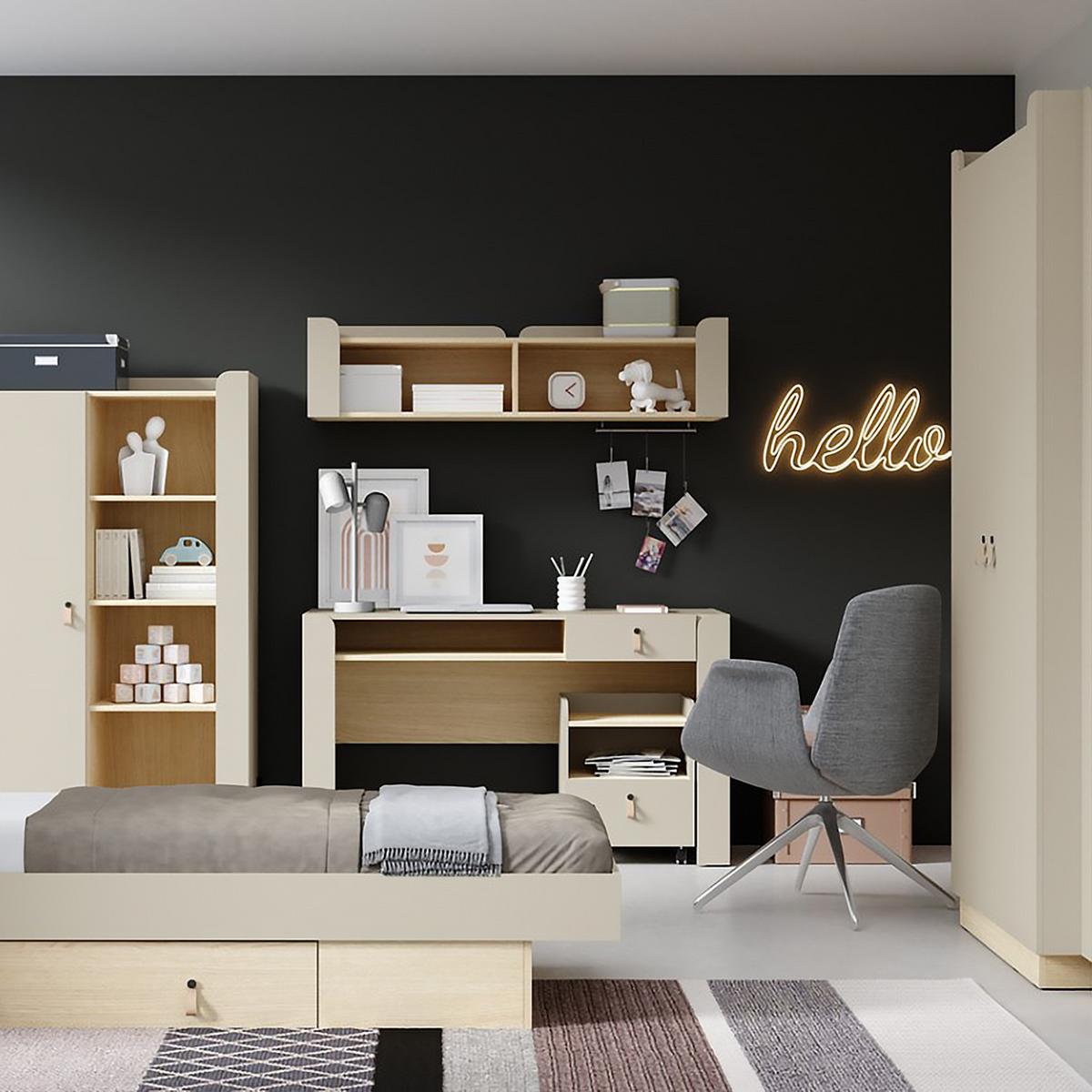 WANDREGAL Sorella mit 2 offenen Regalböden, 180 cm, Macadamia + Eiche Mavelie - Eichefarben/Beige, Holzwerkstoff (180/33/27cm) - Beautysofa