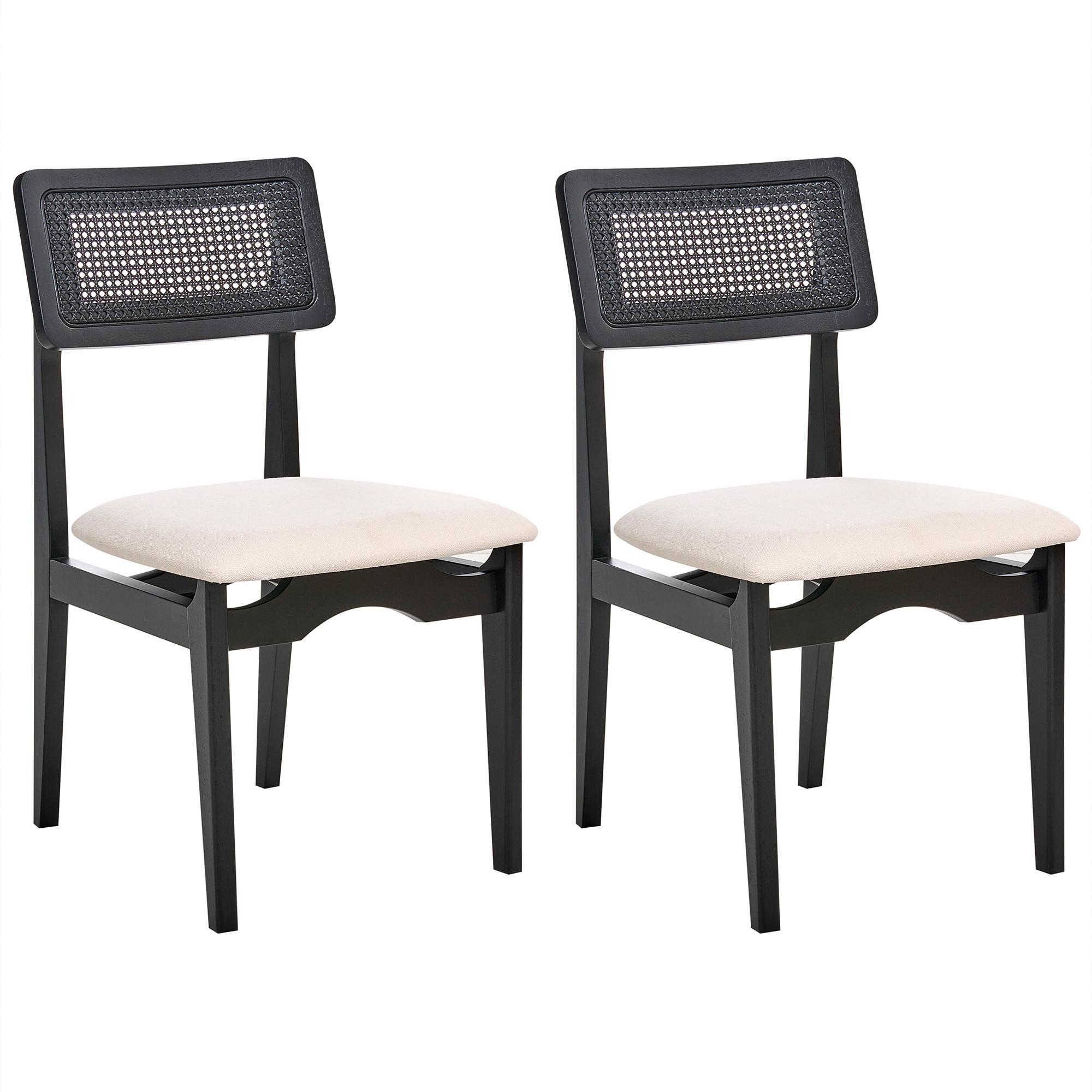 ESSZIMMERSTUHL 2er-Set Hellbeige Rubonia - Schwarz, Holz (48/81/59cm) - Beliani