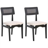 ESSZIMMERSTUHL 2er-Set Hellbeige Rubonia - Schwarz, Holz (48/81/59cm) - Beliani