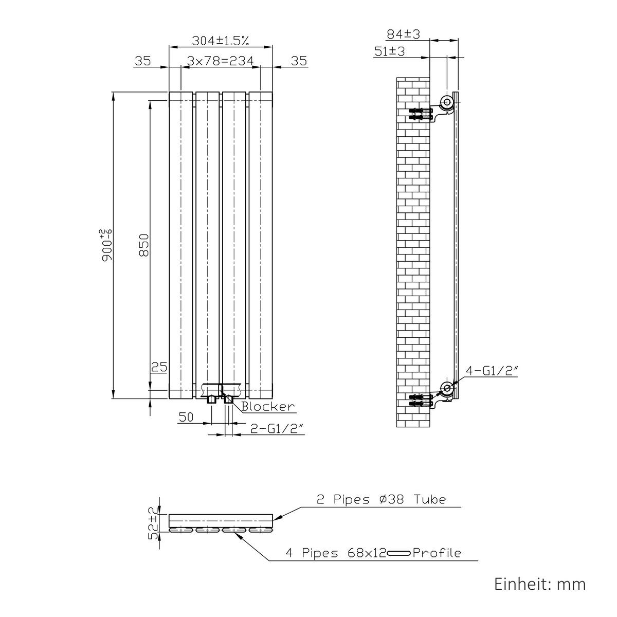 HEIZKÖRPER Flachheizkörper Weiß 90/30/5,2 cm - Weiß, Metall (30/90/4.9cm) - EMKE