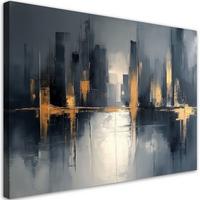 LEINWANDBILD Schwarz-Gold-Abstraktion 120x80cm - Grau, Textil (120/80cm) - Feeby