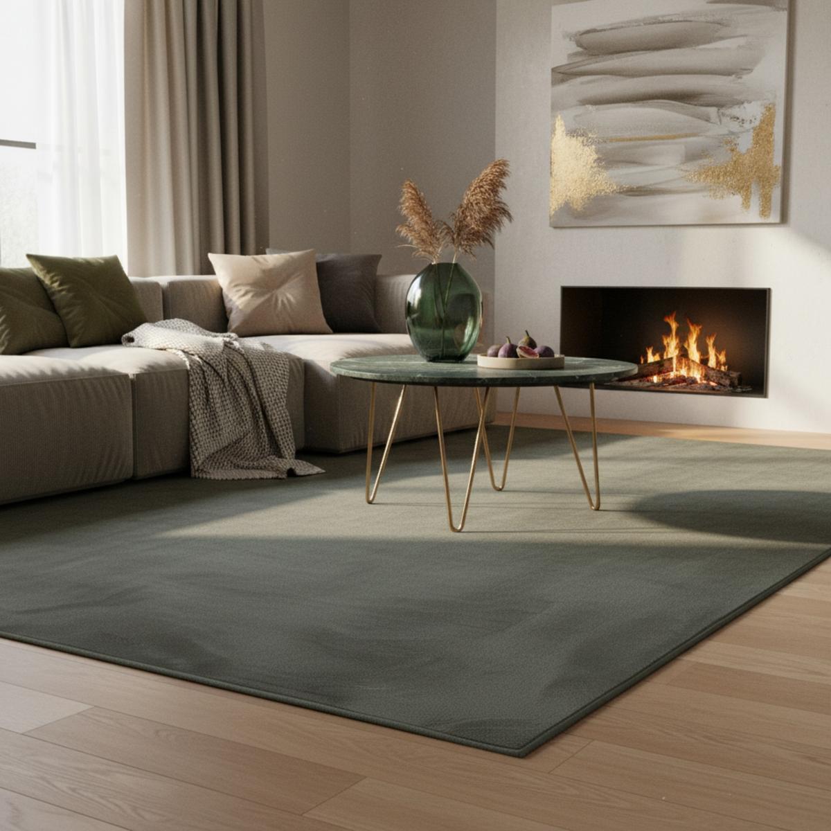 TEPPICH Kurzflor Waschbar NECKAR in Grün, einfarbig, 200 x 290 cm - Grün, Textil (290/200cm) - KADIMA DESIGN