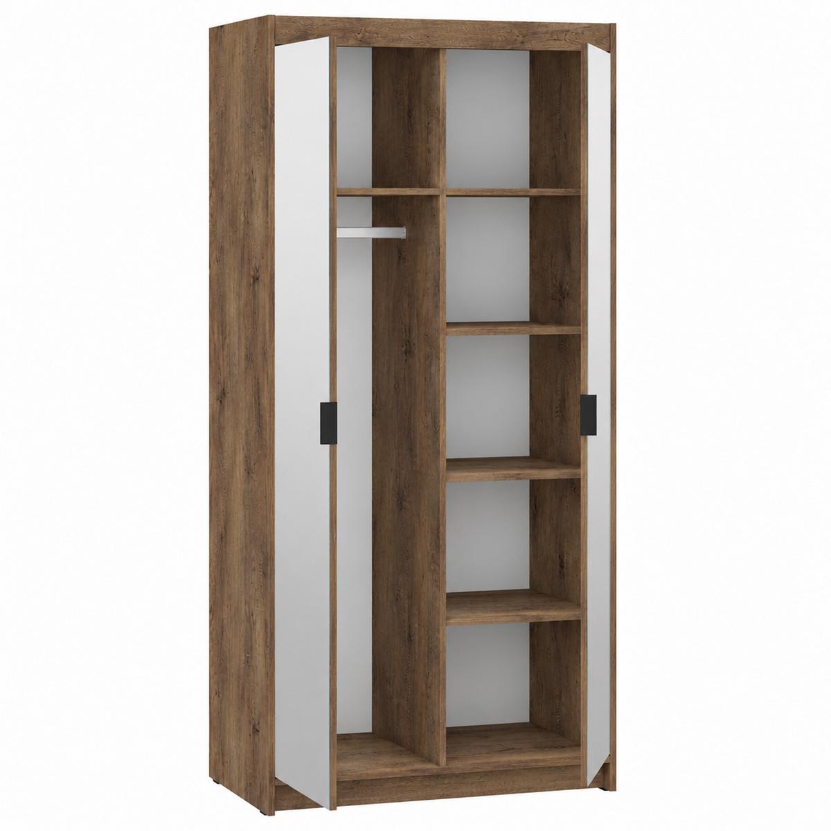 DREHTÜRENSCHRANK Elena mit 2 Türen und 2 Spiegel, 90 cm, Eiche Lefkas - Eichefarben, Holzwerkstoff (90/190/53cm) - Beautysofa