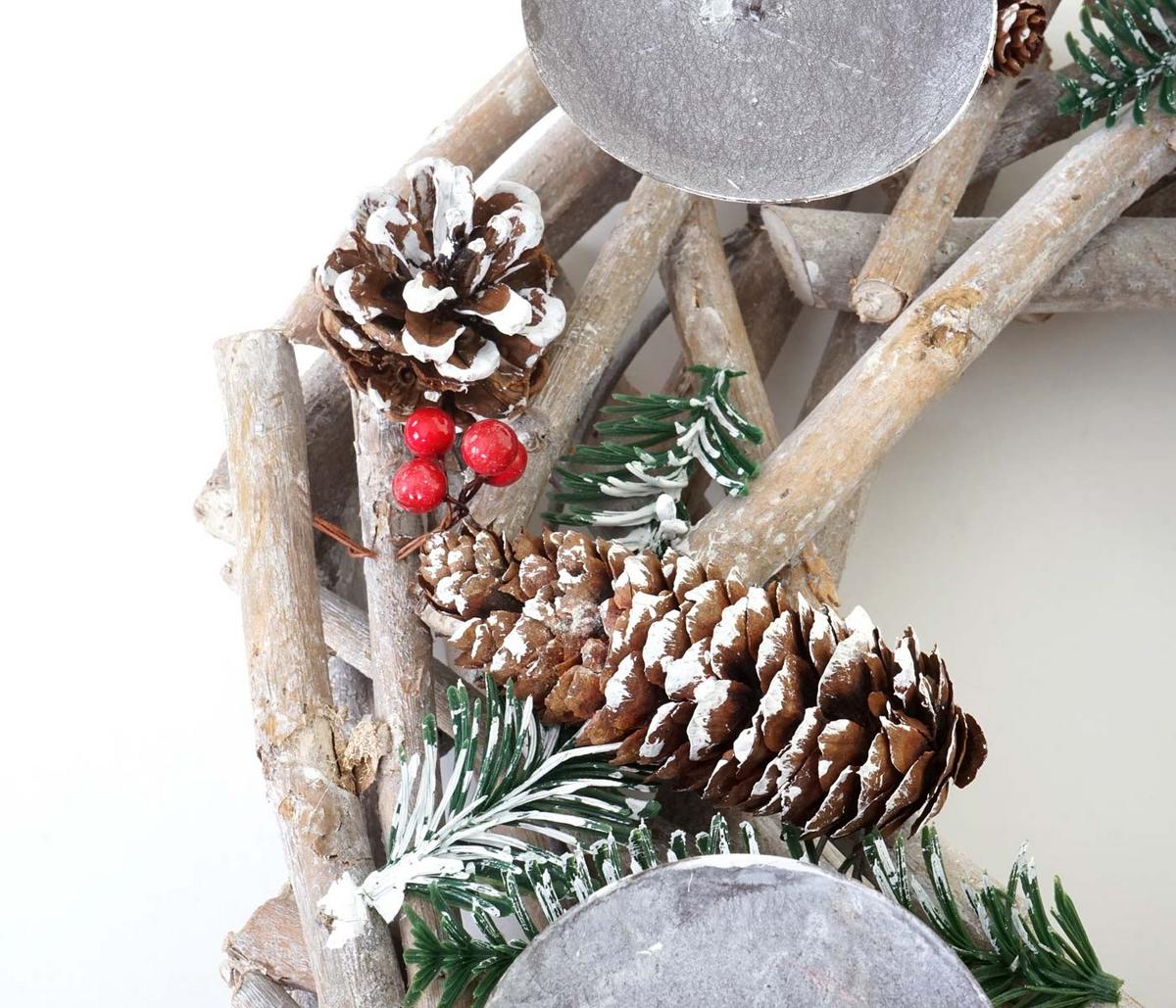 ADVENTSKRANZ RUND HOLZ KERZEN ROT Weiß, Rot - Rot/Weiß, Holz (35/11cm) - MCW