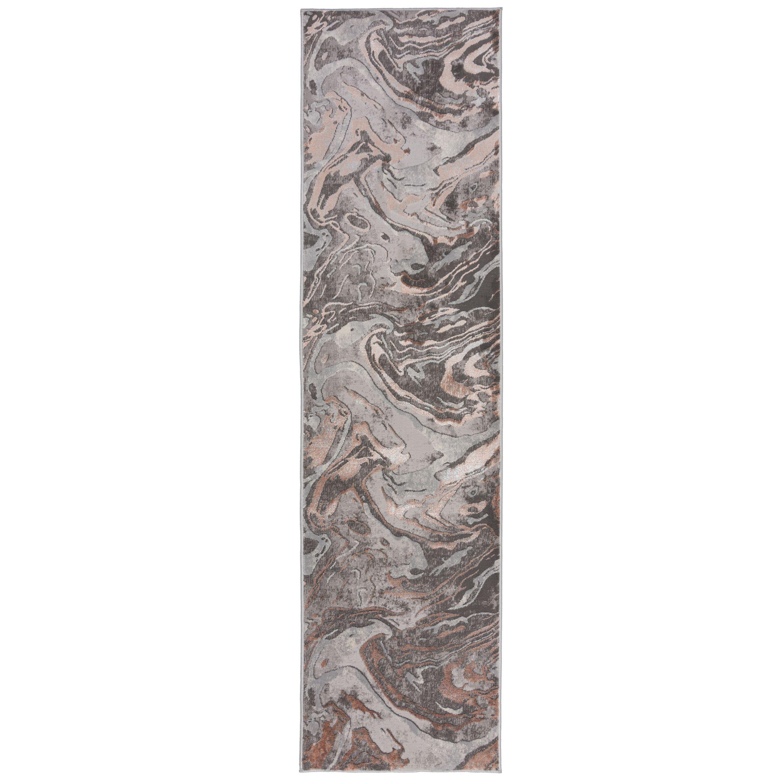 TEPPICH OUSE, abstrakt, Rosa-Grau, 60 x 230 cm - Rosa, Textil (60/230cm) - KADIMA DESIGN