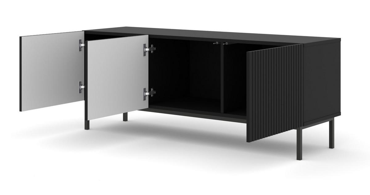 TV LOWBOARD Schwarz, Schwarz, Schwarz 150/58/42 - Schwarz, Holzwerkstoff (150/58/42cm) - RAUMHIRSCH FURNITURE
