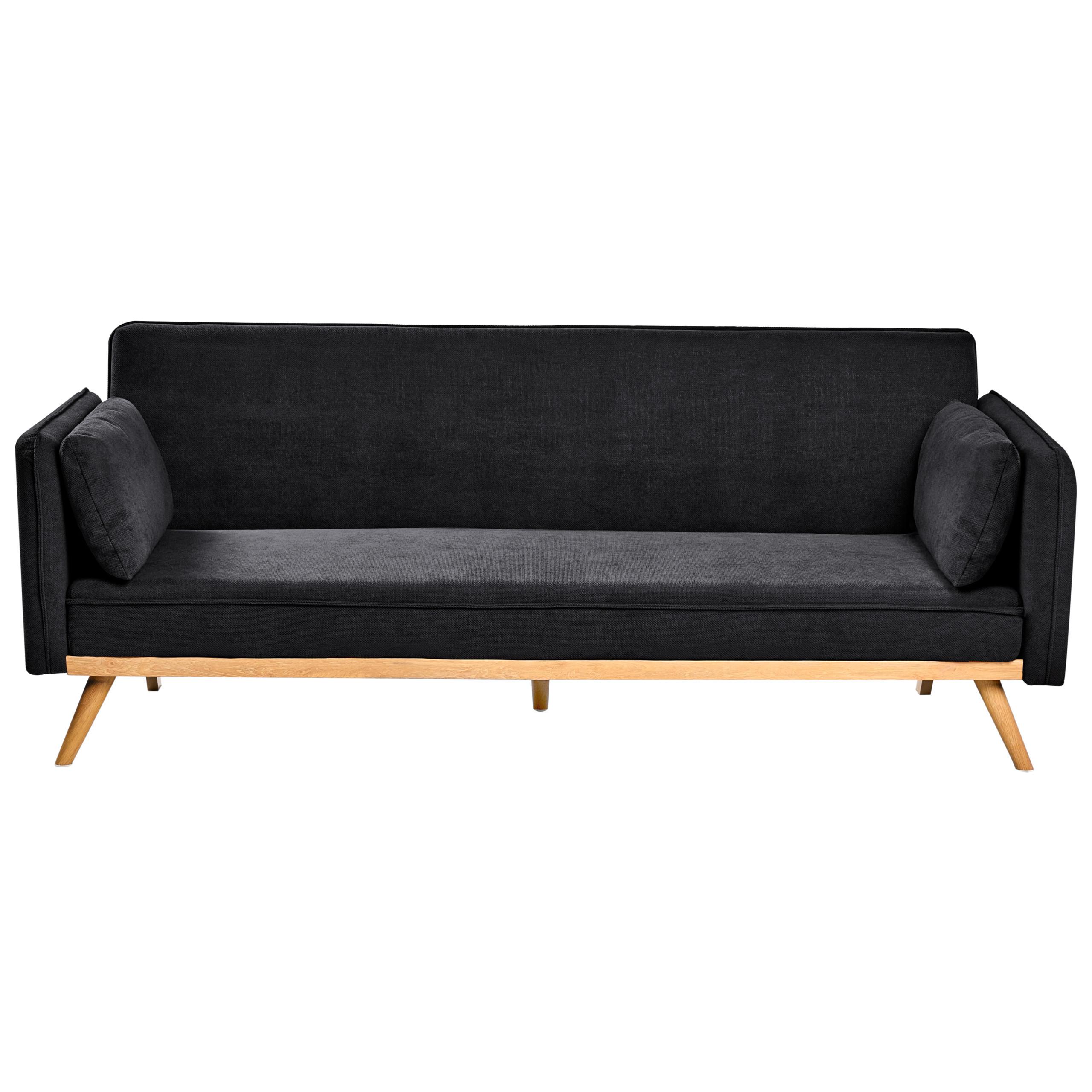 SCHLAFSOFA Stoff Schwarz Asaa - Schwarz/Braun, Textil (205/76/80cm) - Beliani