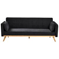 SCHLAFSOFA Stoff Schwarz Asaa - Schwarz/Braun, Textil (205/76/80cm) - Beliani