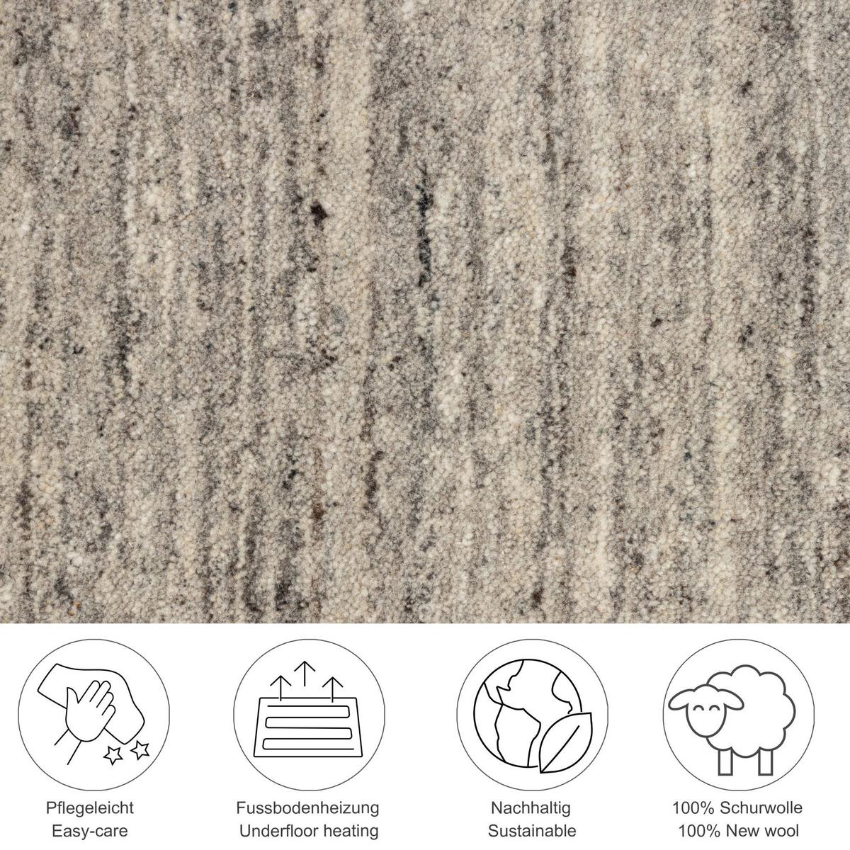 HANDWEBTEPPICH Pure 190x190 cm - Grau, Textil (190/190cm) - THEKO