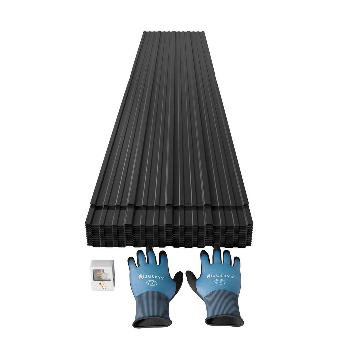PROFILBLECH Anthrazit 129x45 cm 12er-Set - Anthrazit, Metall (45/129cm) - Juskys