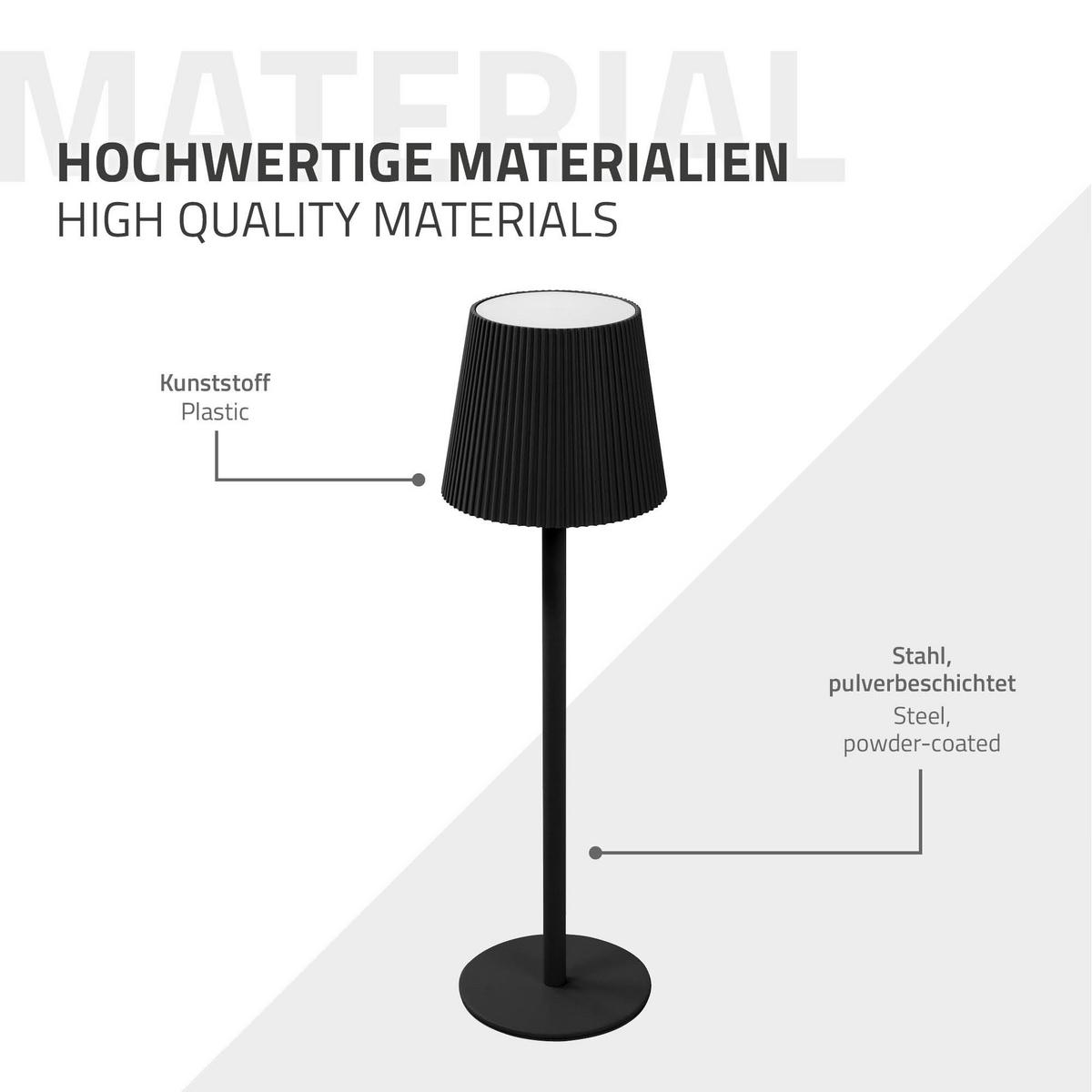 LED TISCHLAMPE kabellos mit Touch Schwarz Ø10x36 cm Warmweiß Dimmbar - Schwarz, Kunststoff (10/10/36cm) - ML-DESIGN