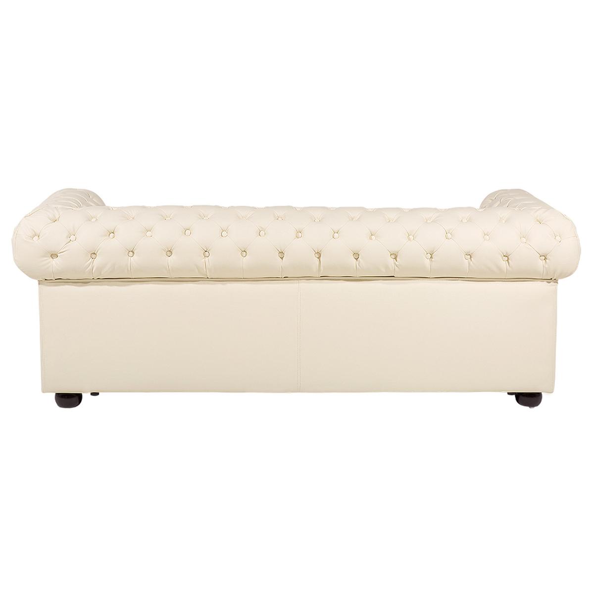 SOFA Leder Creme Chesterfield - Beige, Leder/Fell (195/70/75cm) - Beliani