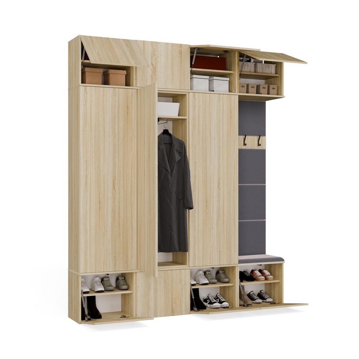 GARDEROBENSCHRANK modern, Schrank Set Kleiderschrank - Schuhschrank Sonoma Eiche 200/238/35 - Sonoma Eiche, Holzwerkstoff (200/238/35cm) - RAUMHIRSCH FURNITURE