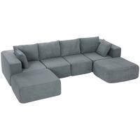 ECKSOFA U-Form 294/165/70 cm Dunkelgrau - Dunkelgrau, Textil (165/294cm) - HOMCOM