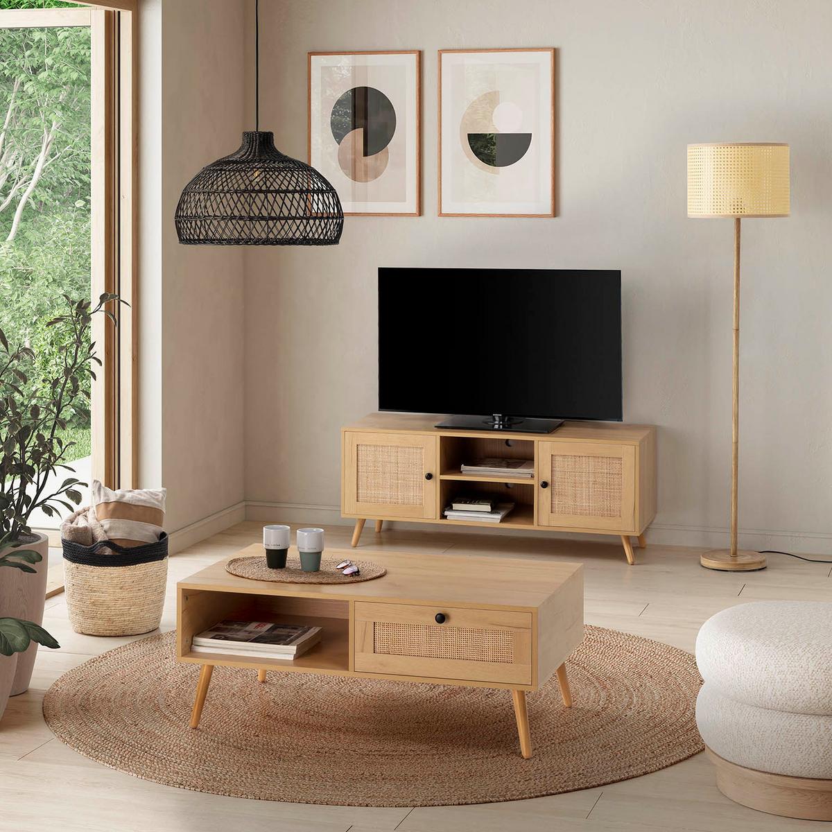 TV-ELEMENT Bella 2 Türen Eiche farbe - Honigeiche, Holzwerkstoff (120/48/40cm) - VS Venta-stock