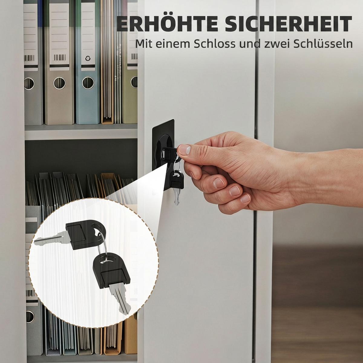 AKTENSCHRANK kaltgewalzter Stahl grau - Grau, Metall (40/92.5/80cm) - Vinsetto