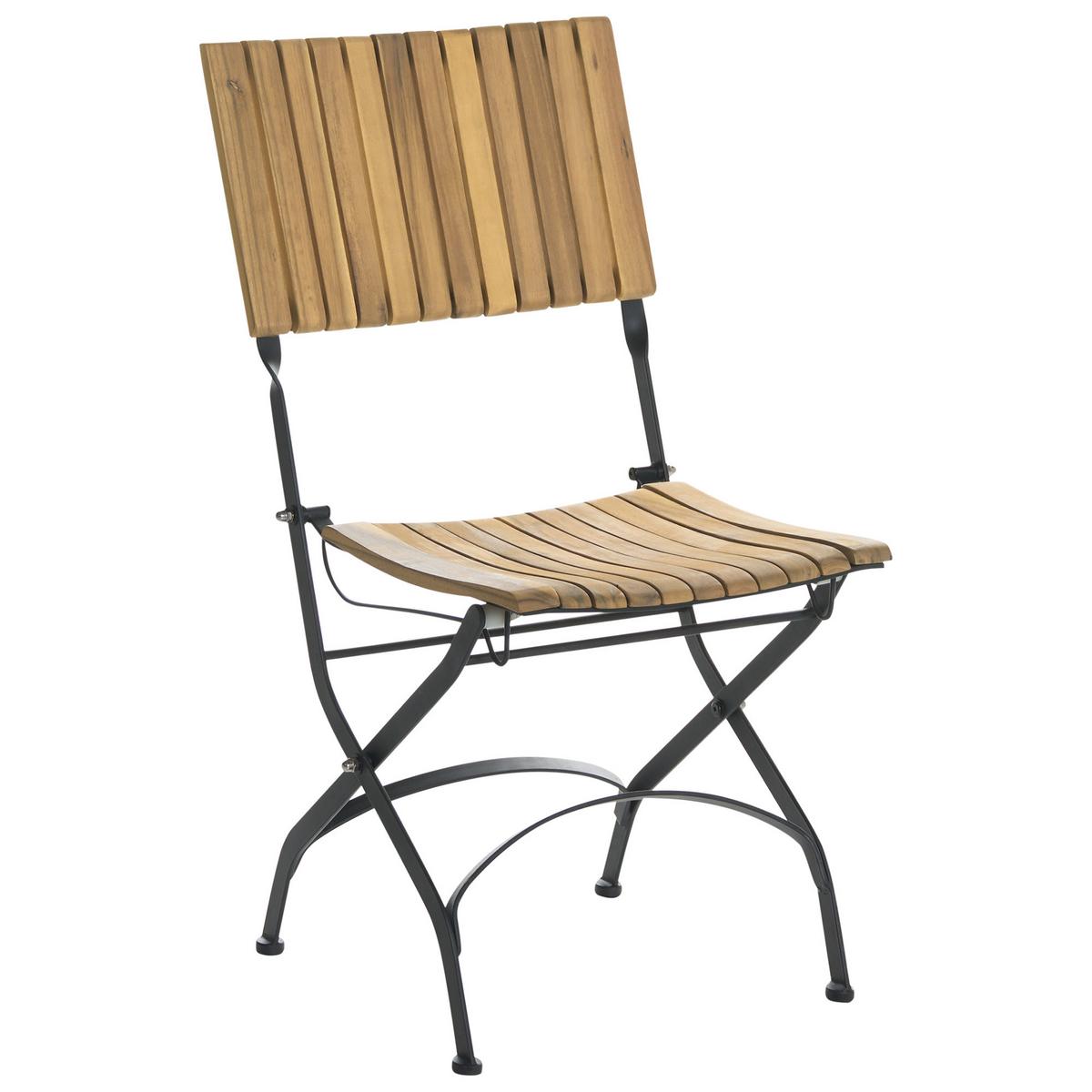 GARTENSTUHL 2er-Set ohne Armlehnen Akazienholz Hellbraun Lascari - Hellbraun, Holz (45/89/42cm) - Beliani