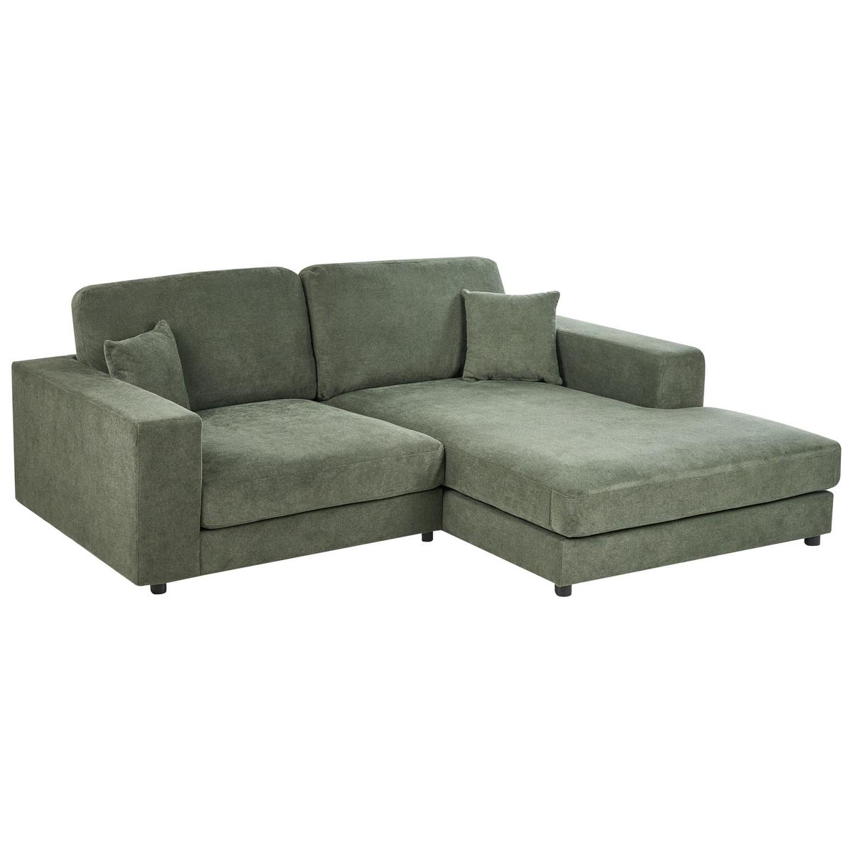 ECKSOFA 3-Sitzer Stoff Grün linksseitig Lofoten - Grün, Textil (250/185cm) - Beliani
