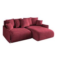 ECKSOFA Ottomane rechts ONESK-L -v1 216x177x72 Bordeauxrot Velours - Bordeaux, Holzwerkstoff/Kunststoff (177/216cm) - ALTDECOR