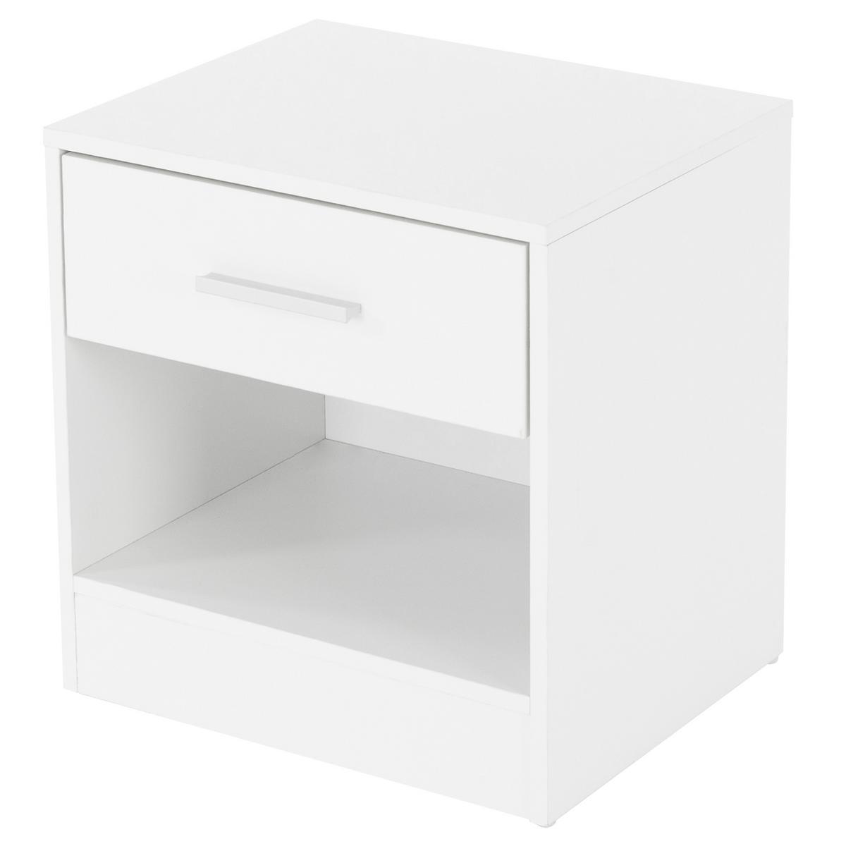 NACHTTISCH 2er Set Weiß 1 Schublade 36x38x30 cm - Weiß, Holzwerkstoff (30/38.5/36.5cm) - ML-DESIGN