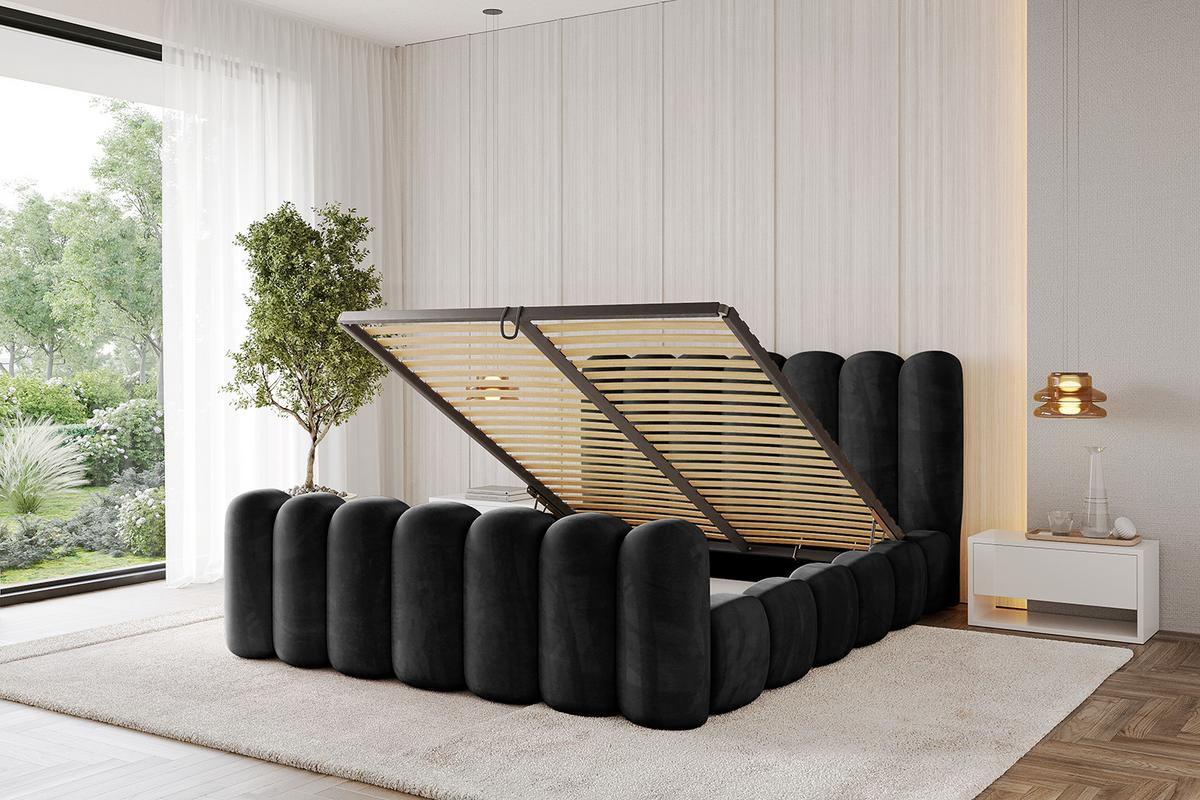 POLSTERBETT mit Bettkasten, Fußteil und Lattenrost, Boxbett ohne Matratze - SENA-Z 180x200 Schwarz - Schwarz, Holzwerkstoff/Textil (180/200cm) - ALTDECOR