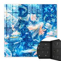 SCHLÜSSELBOX Schwarz 30x30 cm- Türöffnung nach rechts - Bunte Wirbel - Blau, Metall (30/30/5cm) - TULUP