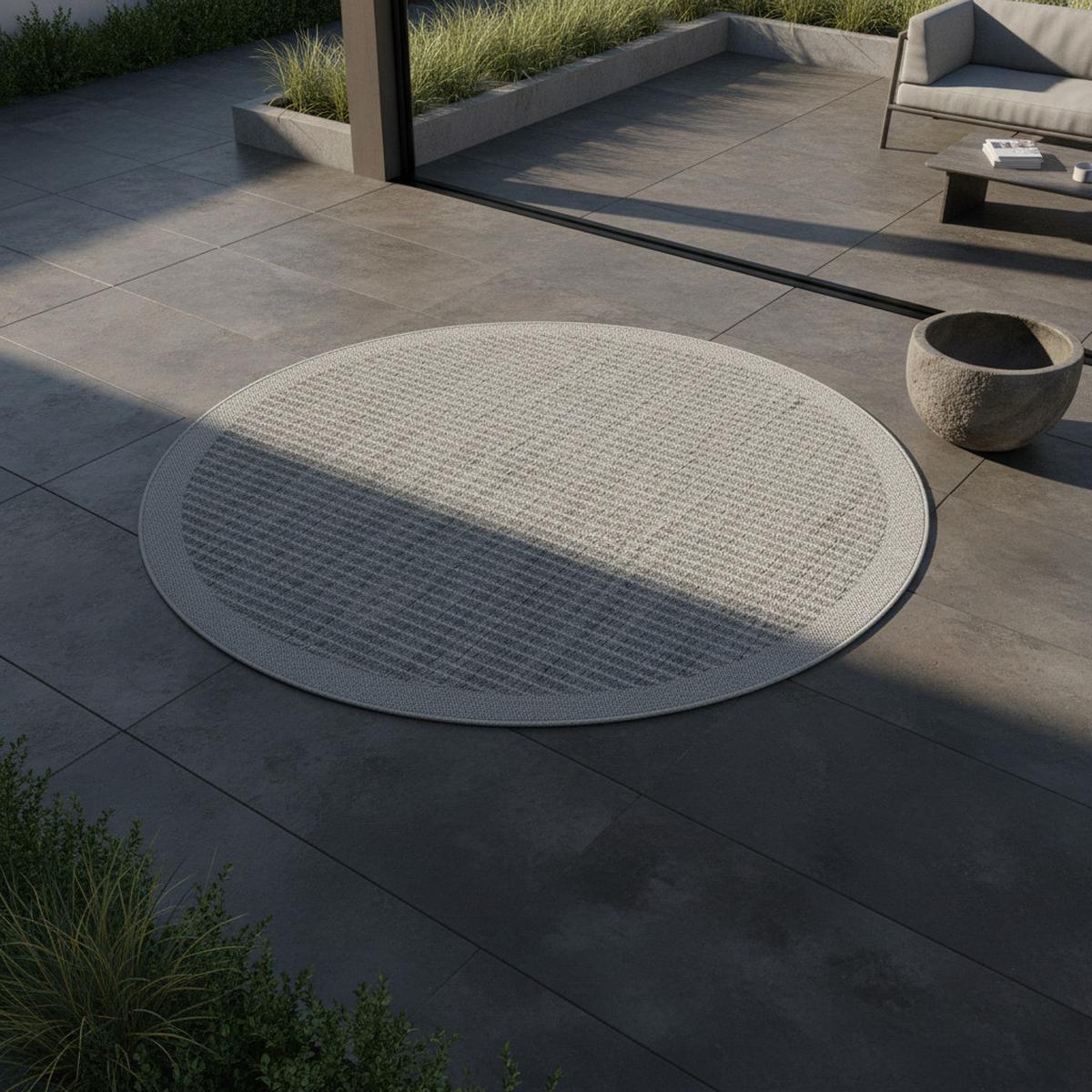 TEPPICH Outdoor DAFNE in Grau, einfarbig, Ø 200 cm - Grau, Textil (200/200cm) - KADIMA DESIGN