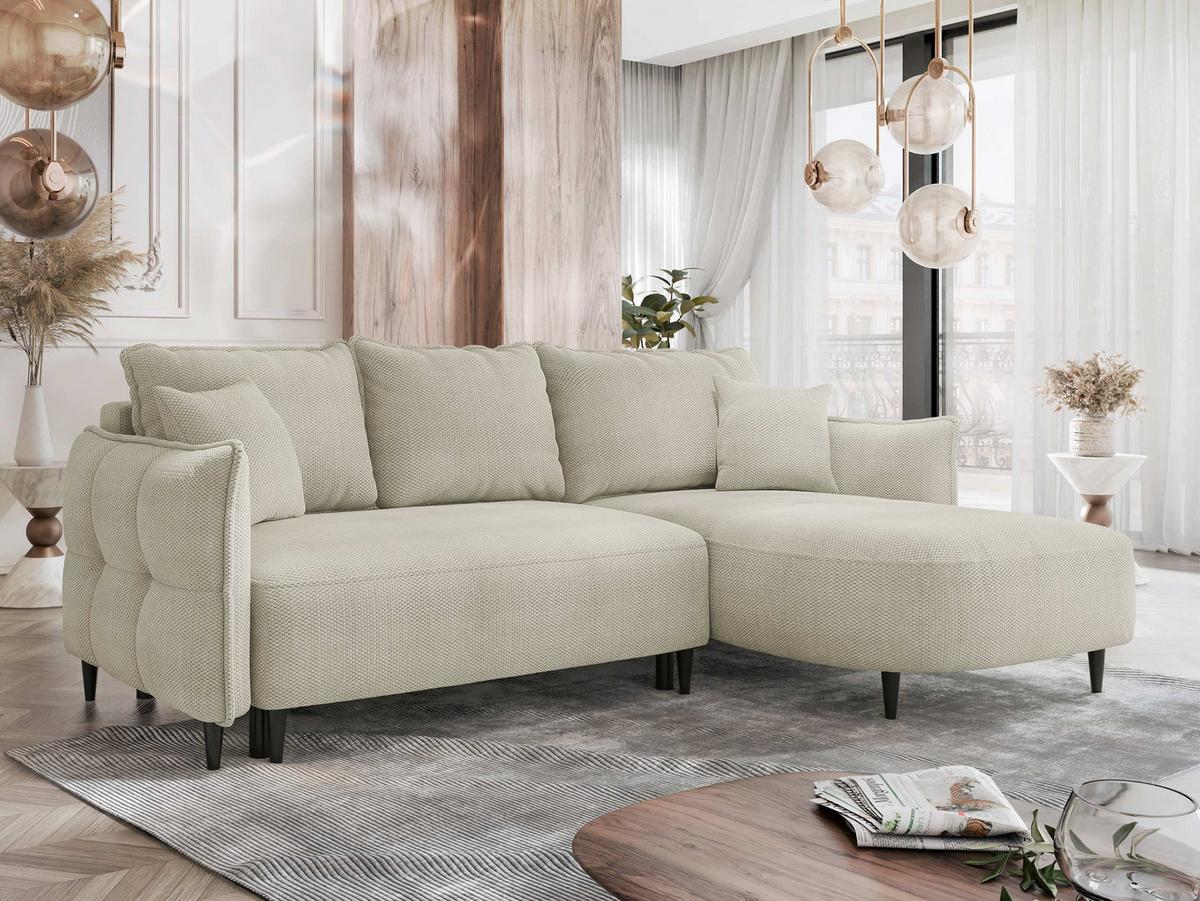 ECKSOFA Sycylia, Seite: Rechts - Schwarz/Naturfarben, Holz/Textil (244/165cm) - MIRJAN24