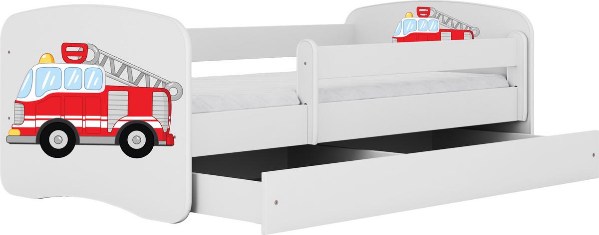 KINDERBETT Emily mit Schublade und Matratze, Weiß 70x140 cm - Rot, Holzwerkstoff (140/70cm) - WFL GROUP