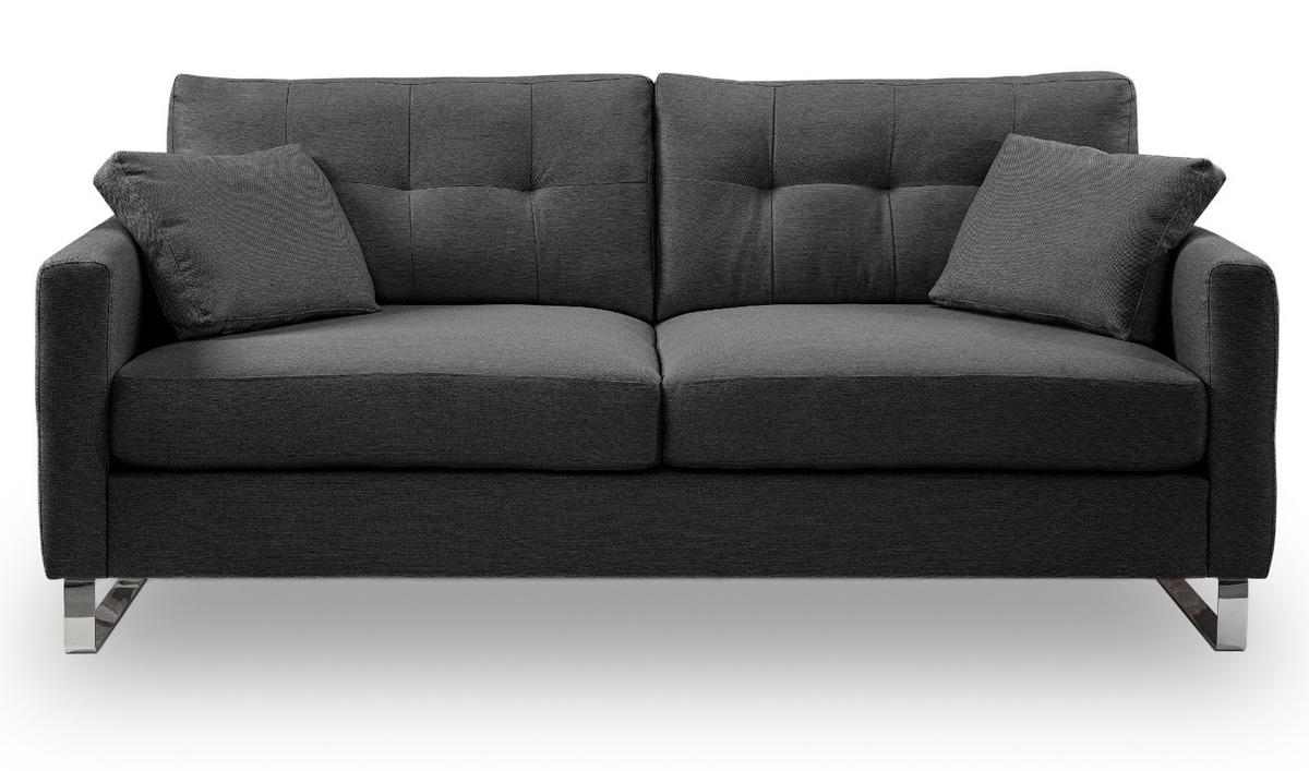 SOFA grau Flachgewebe 2,5-Sitzer 203 cm, Couch mit Steppoptik - Chromfarben/Grau, Holz/Textil (203/92/94cm) - Inn.Furn
