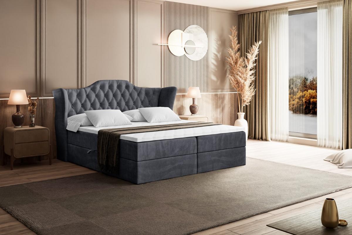 BOXBETT mit Matratze H3 und Lattenrost - VILA - 140x200 cm Dunkelgrau - Dunkelgrau, Holzwerkstoff (140/200cm) - ALTDECOR