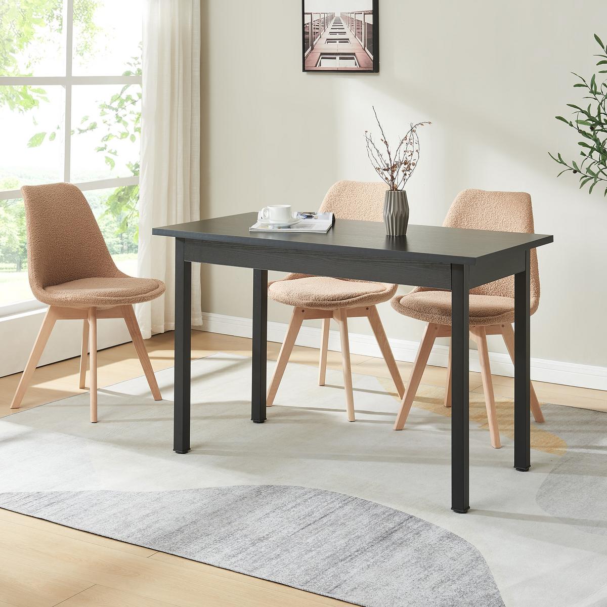 ESSTISCH Den Haag - Schwarz, Holzwerkstoff/Metall (60/120/75cm) - [en.casa]