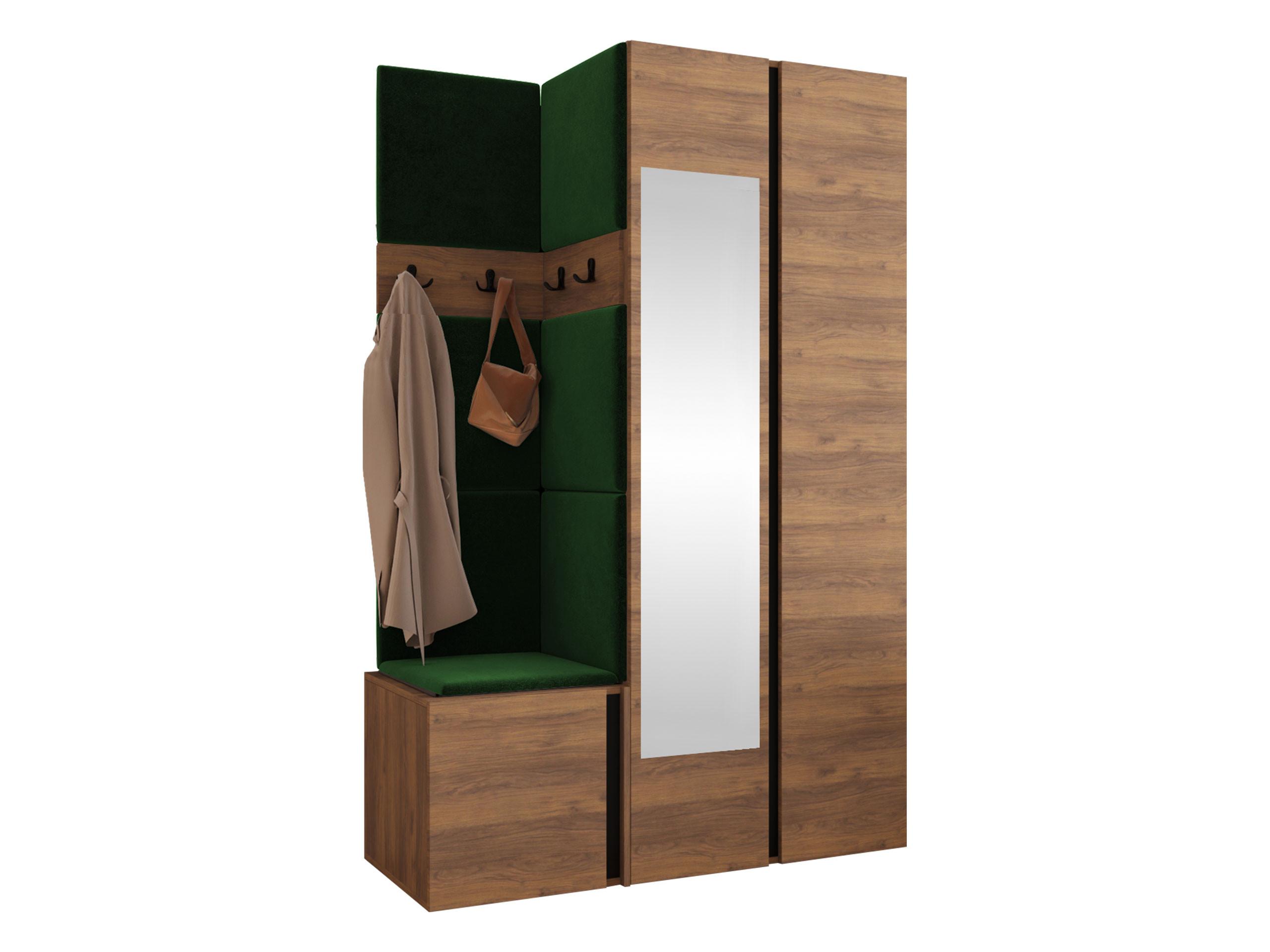 GARDEROBEN-SET Orion XXVI - Nussbaumfarben/Grün, Holzwerkstoff/Kunststoff (116/186/46cm) - MIRJAN24
