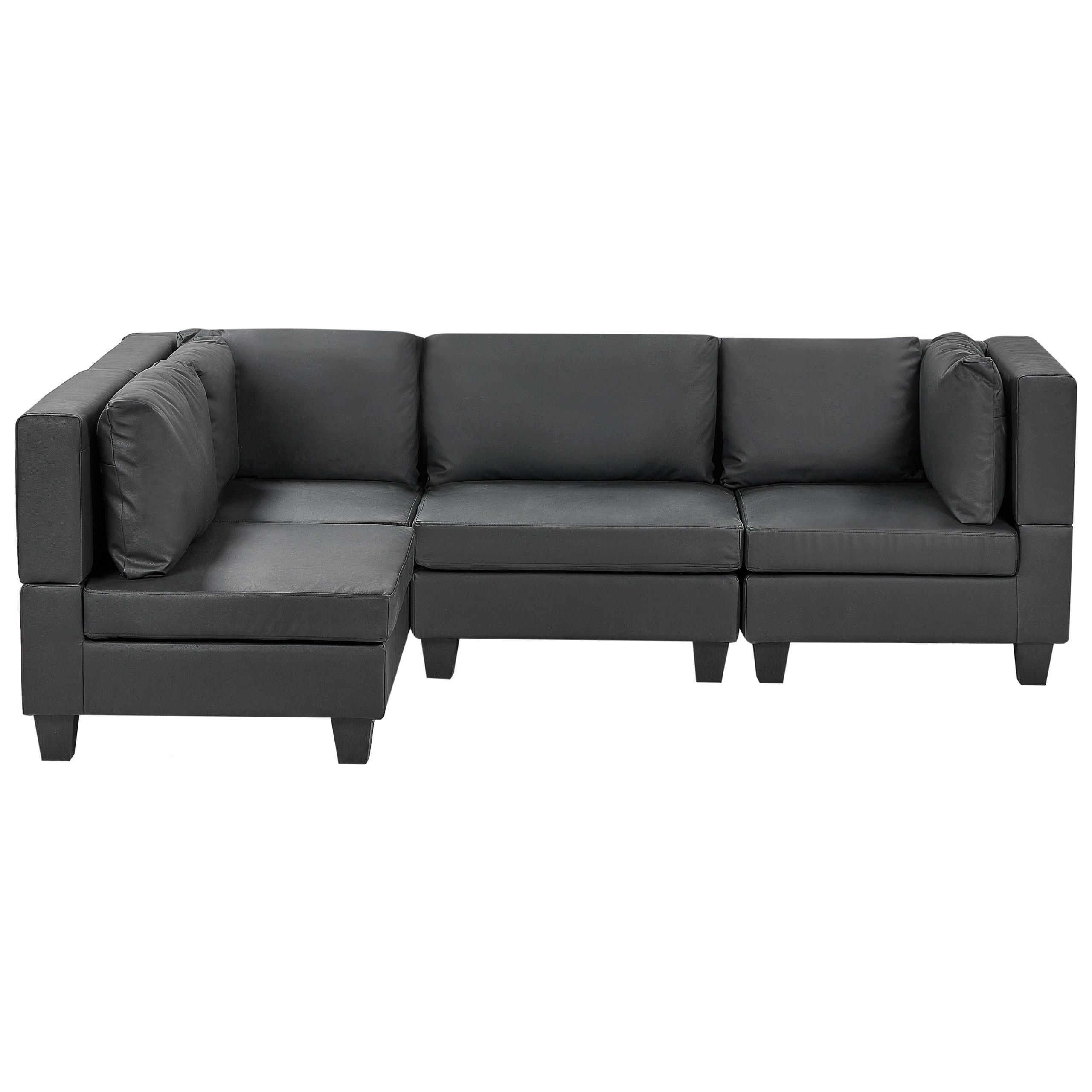 ECKSOFA Modul 4-Sitzer rechtsseitig Schwarz Kunstleder Unstad - Schwarz, Kunststoff (228/152cm) - Beliani