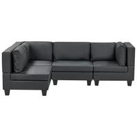 ECKSOFA Modul 4-Sitzer rechtsseitig Schwarz Kunstleder Unstad - Schwarz, Kunststoff (228/152cm) - Beliani