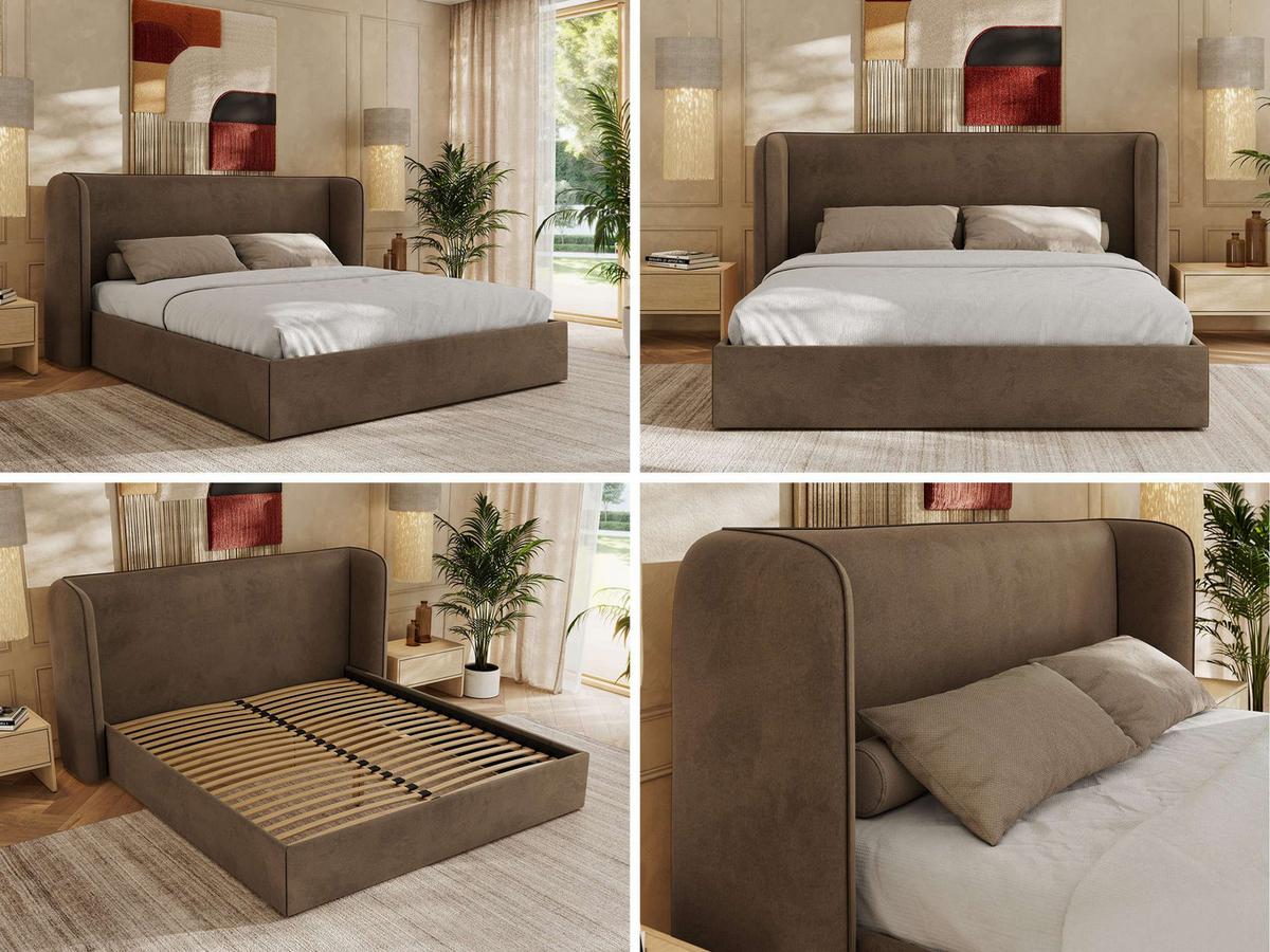 POLSTERBETT EMORA CLASSIC 180/200 - Braun Velvet - Multipocket-Matratze - Braun, Textil (180/200cm) - MKS