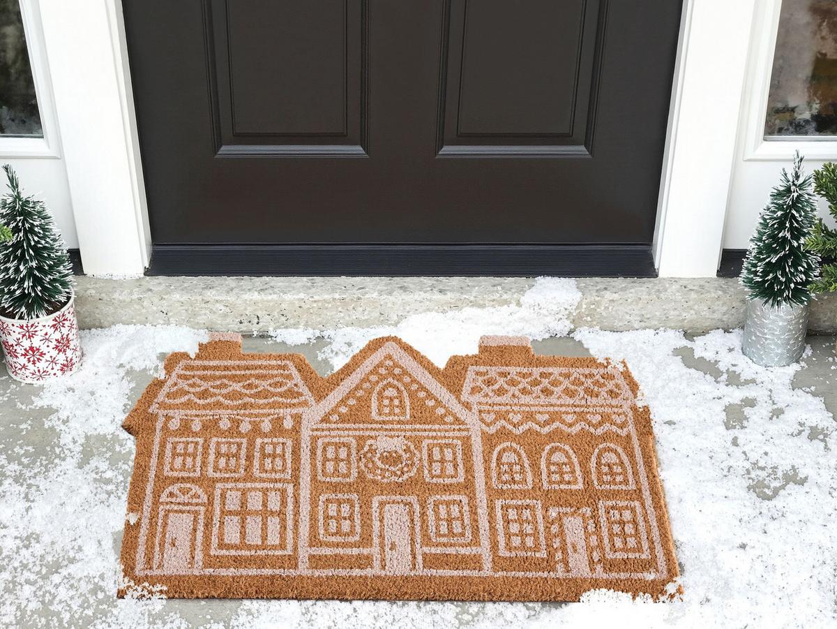 FUSSMATTE Naturfarben 60/90 cm Weihnachtsmotiv Kokosfasern Muhikap - Naturfarben, Textil (60/90cm) - Beliani