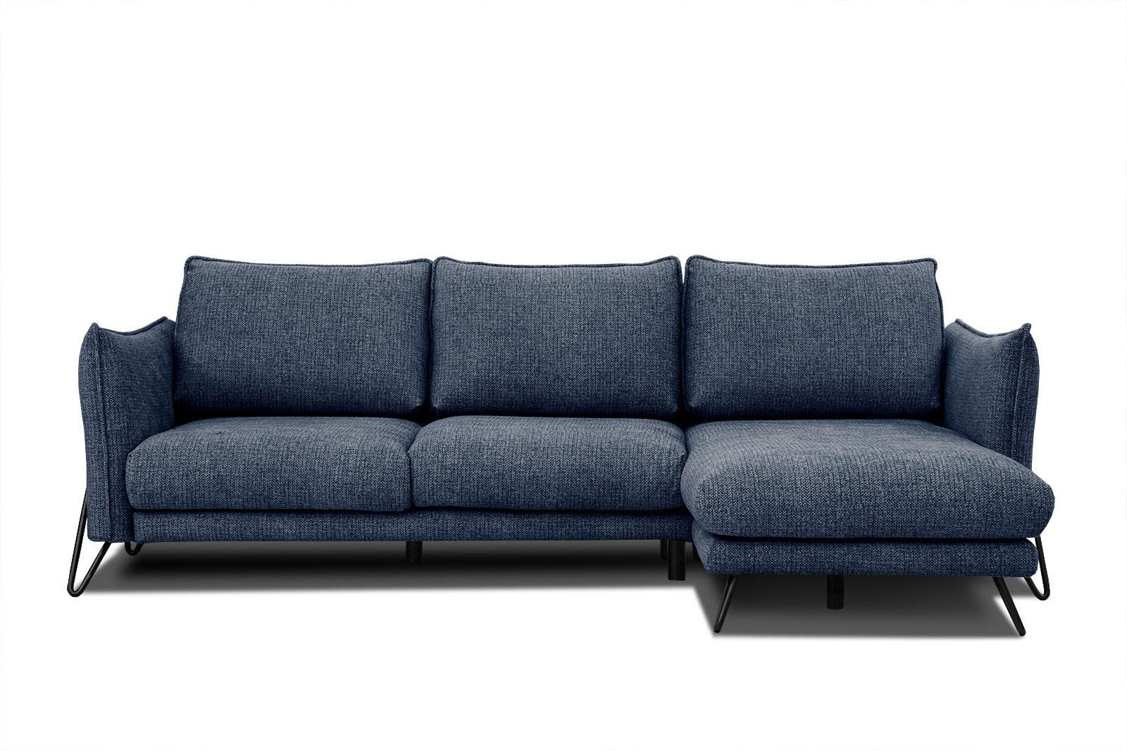 ECKSOFA HOSTEN 4-Sitzer, dunkelblau - Schwarz/Dunkelblau, Holzwerkstoff/Textil (269/158cm) - Wozimo