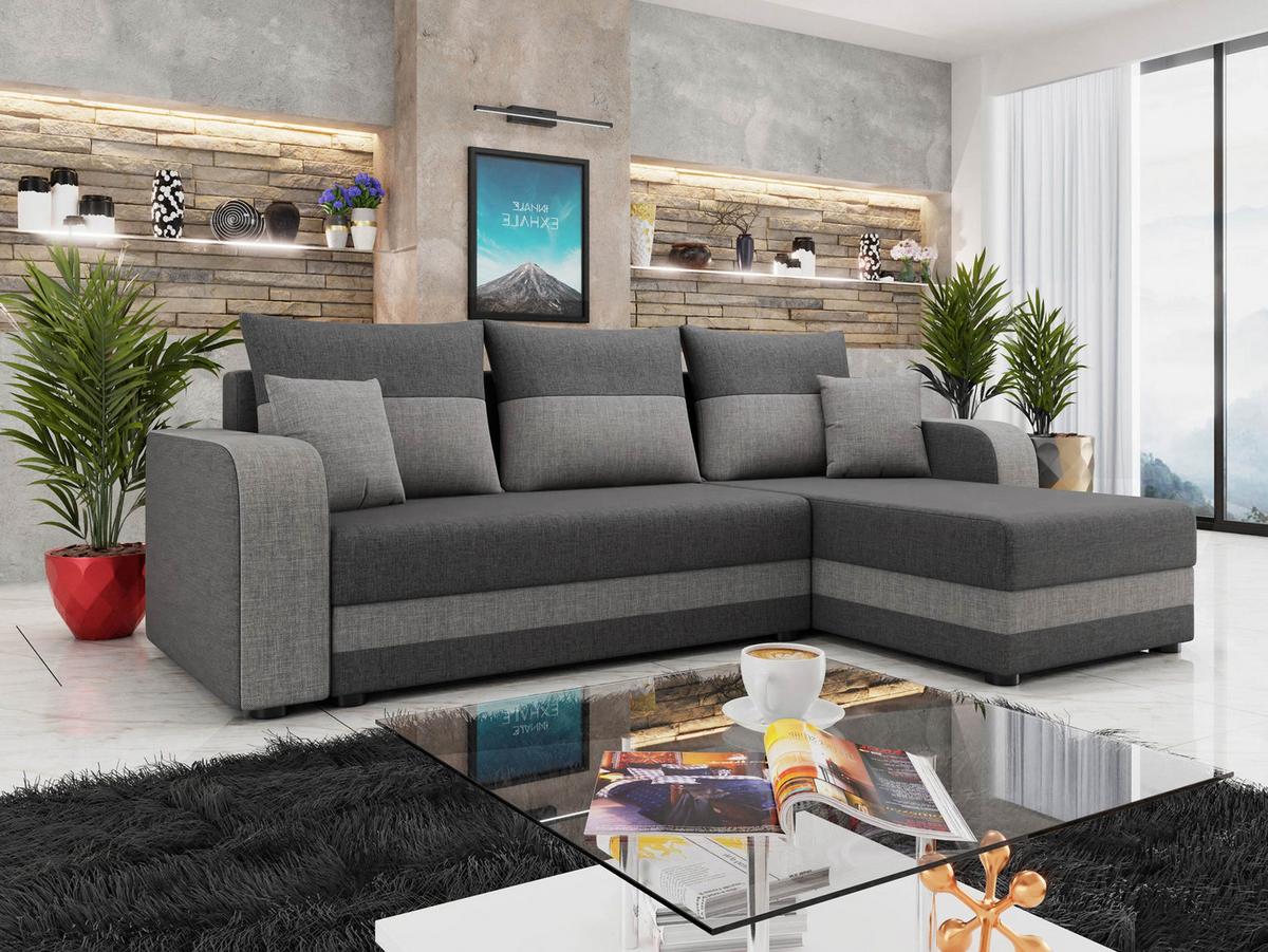 ECKSOFA Hewlet Bis - Hellgrau/Schwarz, Holz/Kunststoff (237/139cm) - MIRJAN24